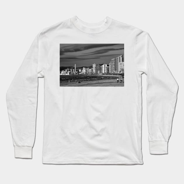 Benidorm Levante Beach Costa Blanca Spain Long Sleeve T-Shirt by AndyEvansPhotos